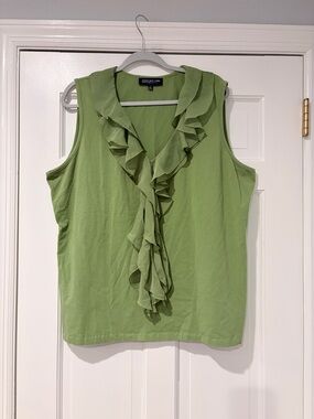 Jones New York Green Ruffle Sleeveless Top 3X